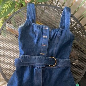 Denim jumpsuit w belt.